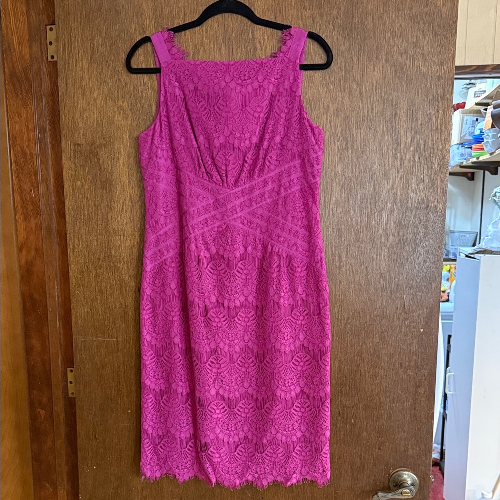 ANTONIO MELANI Fuchsia Lace Midi Dress